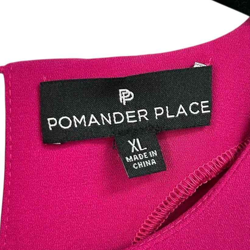 Pomander Place Fuchsia Pink Carlota Long Sleeve Peplum Blouse Womens Size XL