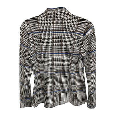 NWT Jude Connally Aspen Jude Cloth Glen Plaid Chocolate Saddle Half Zip Top XS