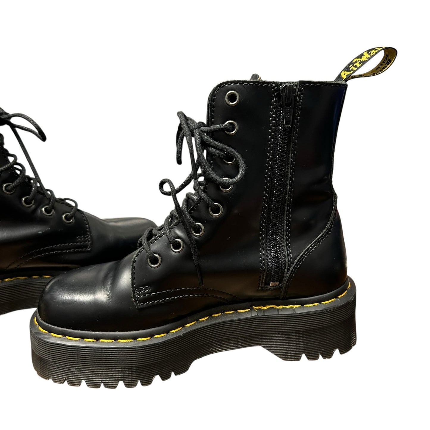 Dr. Martens Black Smooth Leather Platform Lace Up Jadon Boots Womens US 6