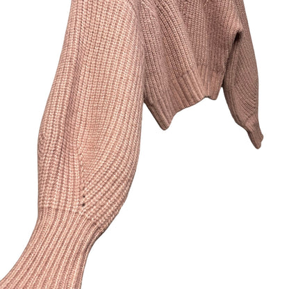 Varley Pink Woodrose Rogan Cropped Knit Turtleneck Sweater Womens Size Large