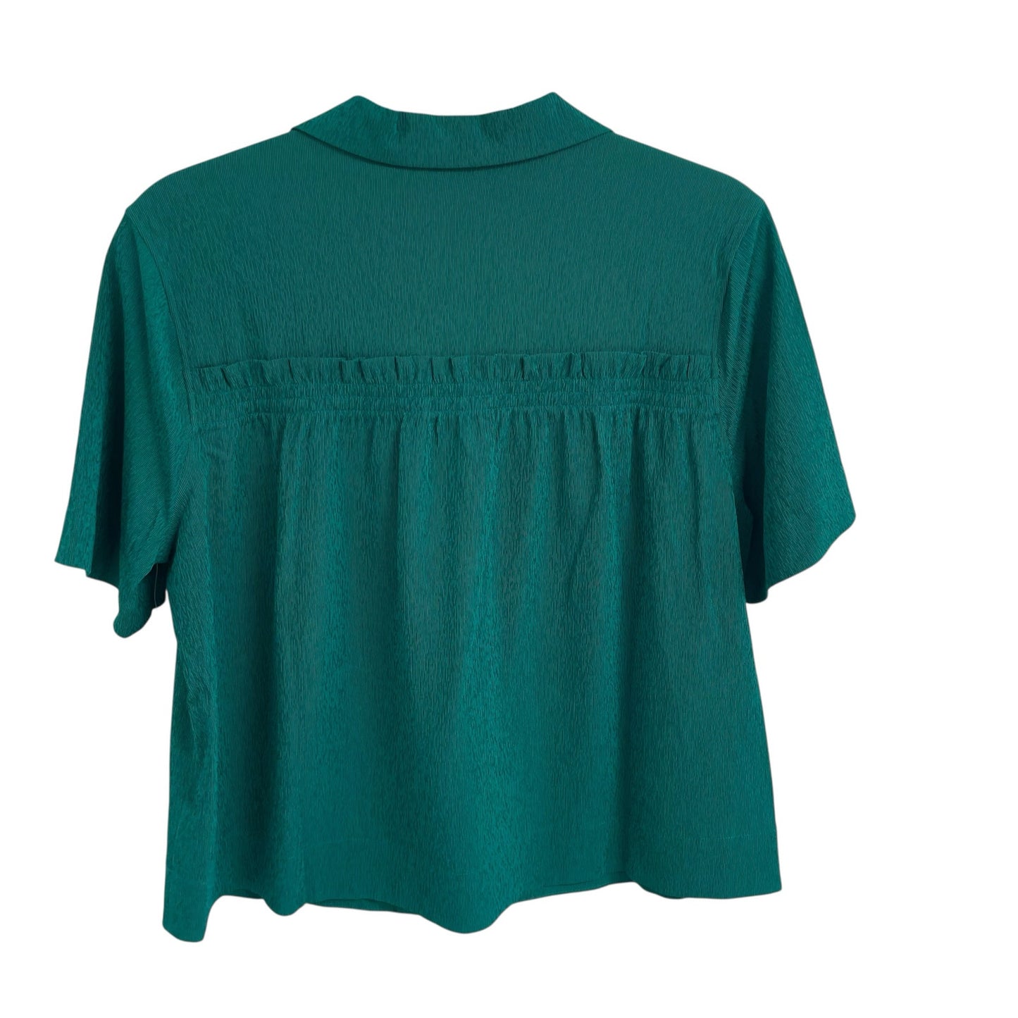 Athleta Short Sleeve Button Up Echo Top in Dark Green Womens Size Small