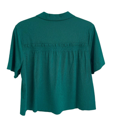 Athleta Short Sleeve Button Up Echo Top in Dark Green Womens Size Small