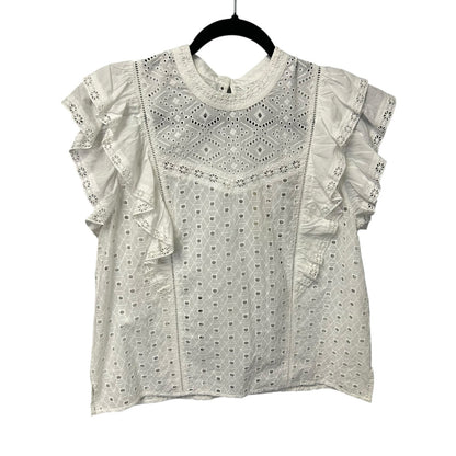 NWT Veronica Beard White Jie Ruffle Embroidered Eyelet Cotton Top Womens 10