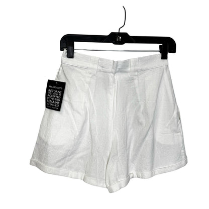 NWT Paradised White High Waisted Pleated Relaxed Cotton Shorts Womens Small