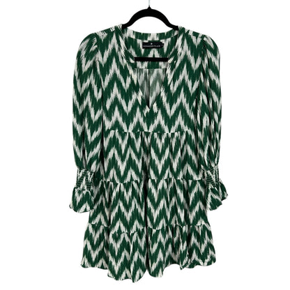 Pomander Place Green Ikat V Neck Long Sleeve Kenzo Mini Dress Womens Medium
