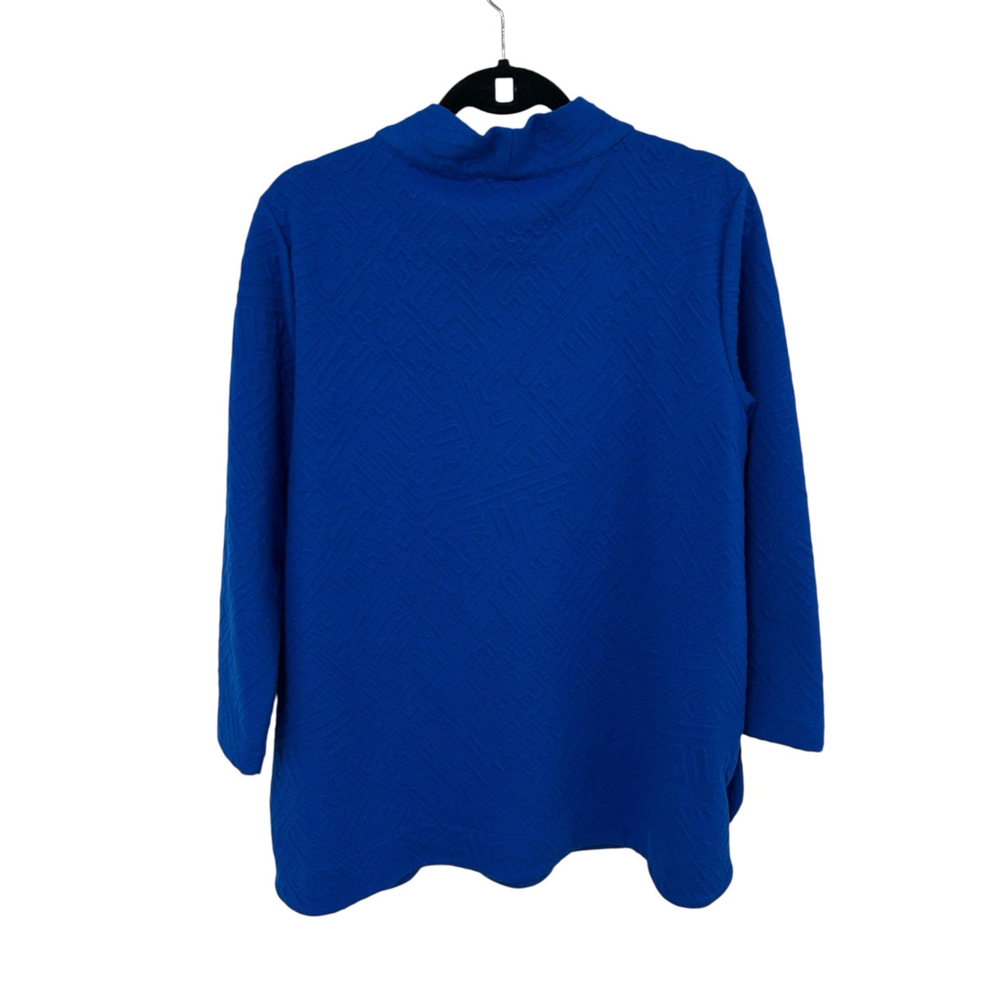 Ali Miles Cobalt Blue Mock Neck Button Accent Pullover Top Womens Medium