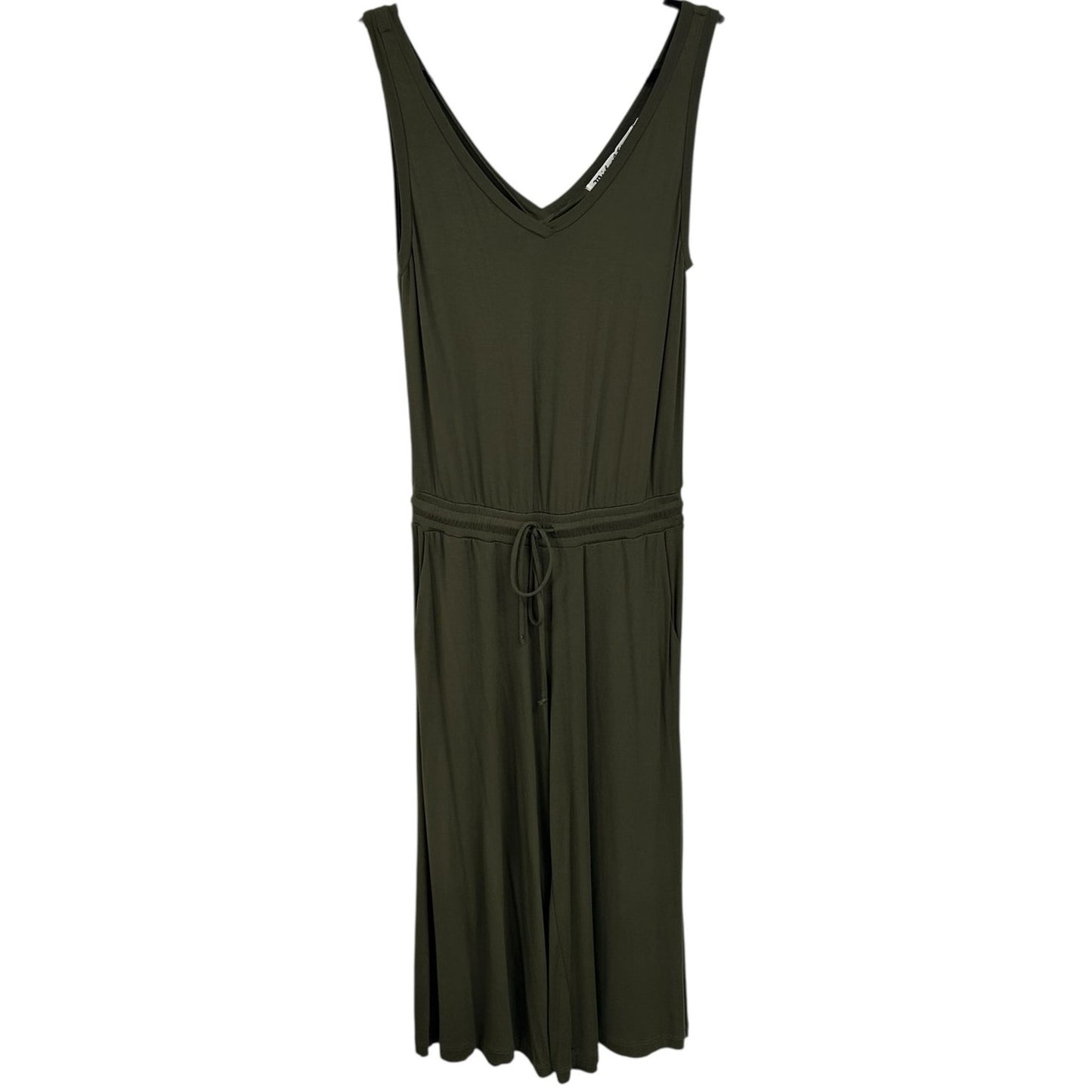 Michael Stars Olive Green Sleeveless V Neck Waist Tie Jumpsuit Womens Size XS