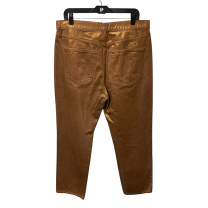 Veronica Beard Jeans Daniela Straight Leg High Rise Bronze Metallic Pant Size 32