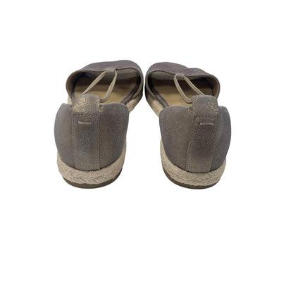 Eileen Fisher Mews Metallic Leather Platinum Espadrille Sandals Womens Size 6.5