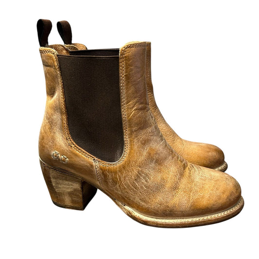Bed Stu Tan Brown Leather Cobbler Chelsea Heeled Pull On Boots Womens Size 7