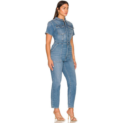 Good American Fit For Success Denim Jumpsuit Light Wash Womens 3 / US Large