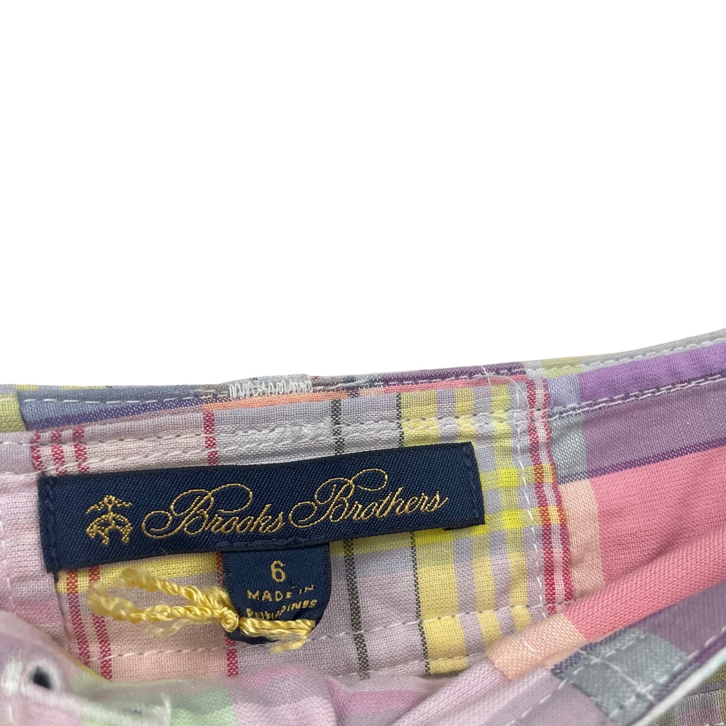 Brooks Brothers Cotton A Line Button Front Madras Pastel Plaid Skirt Womens 6