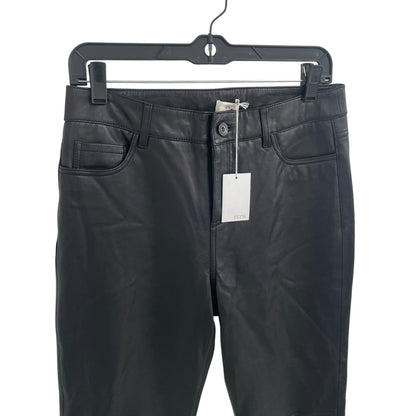 NWT Ecru Black Leather Straight Leg High Waist Hudson Pant Womens Size 4