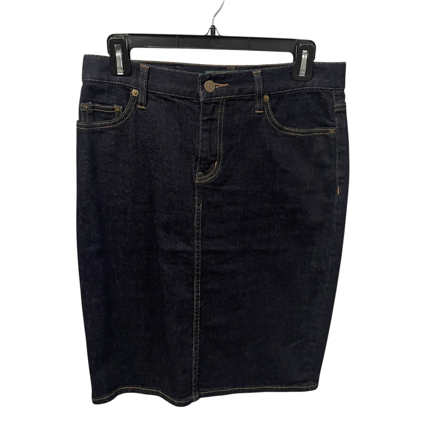 Lauren Ralph Lauren Jeans Co Dark Wash Denim Straight Fit Knee Skirt Womens 2