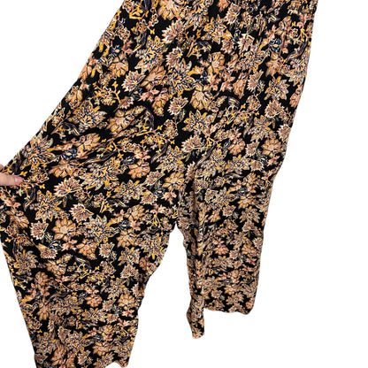 Evereve Black Multi Floral Print Smocked Bodice Maren Jumpsuit Womens Large
