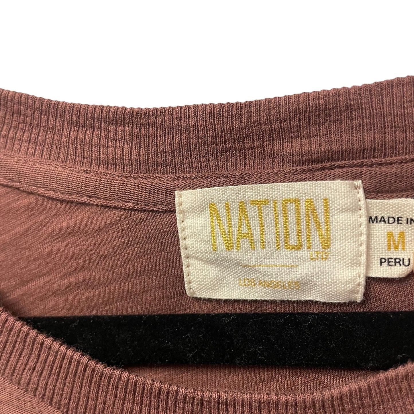 Nation Ltd Carly Volume Sleeve Pima Cotton Top Mauve Brown Womens Medium