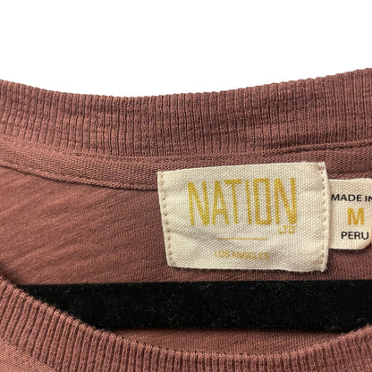 Nation Ltd Carly Volume Sleeve Pima Cotton Top Mauve Brown Womens Medium
