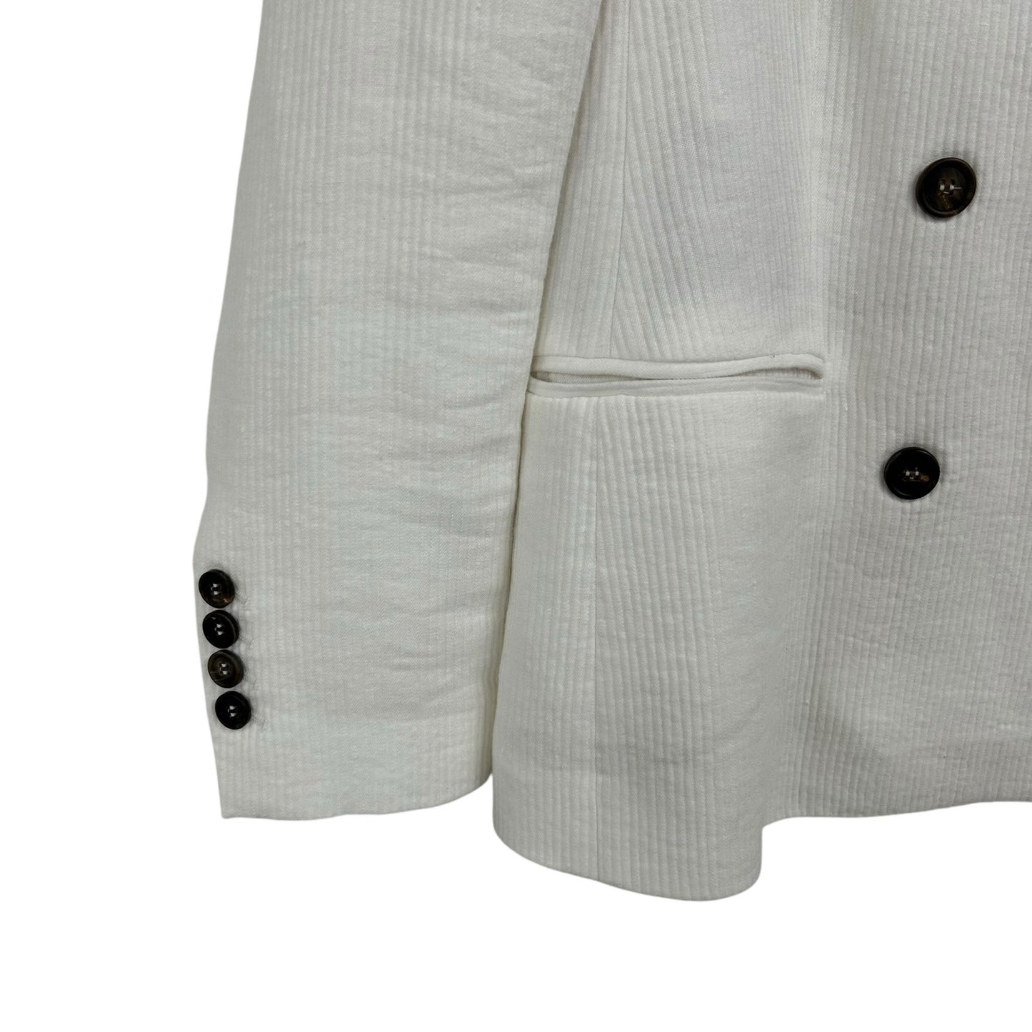 Brunello Cucinelli White Linen Blend Double Breasted Blazer Womens 38 / US 2