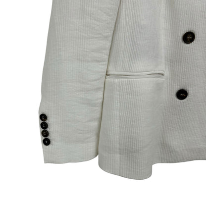 Brunello Cucinelli White Linen Blend Double Breasted Blazer Womens 38 / US 2