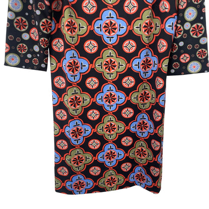 Gretchen Scott Jersey Ruffneck Dress Sundial Black Multicolor Womens Large