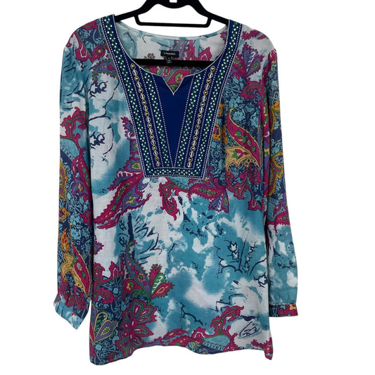 J. Peterman Multicolor Paisley Print Sequin Embellished Long Sleeve Tunic Small