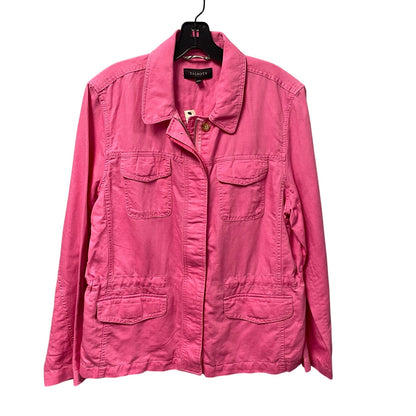 NWT Talbots Linen Blend Utility Jacket Pink Cinchable Waist Womens XL