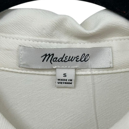 Madewell White Lusterweave Hartfield Button Up Collared Crop Shirt Womens Small