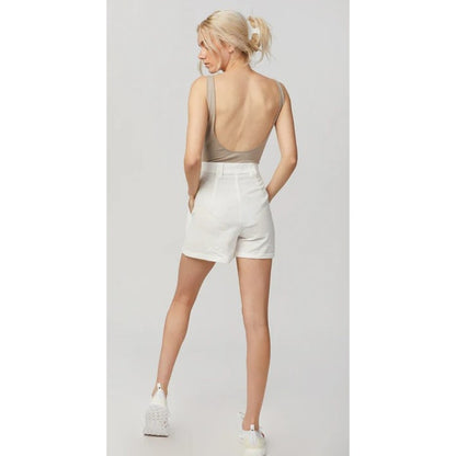 NWT Paradised White High Waisted Pleated Relaxed Cotton Shorts Womens Small
