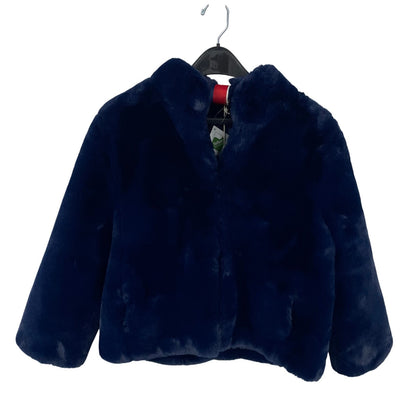 NWT Pretty Rugged Faux Fur Bomber Jacket Coat in Marine Navy Blue Womens Medium