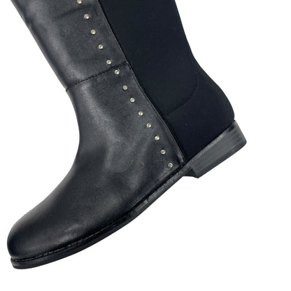 Michael Michael Kors Rhinestone Embellished Logo Tall Inessa Boot Black Womens 4