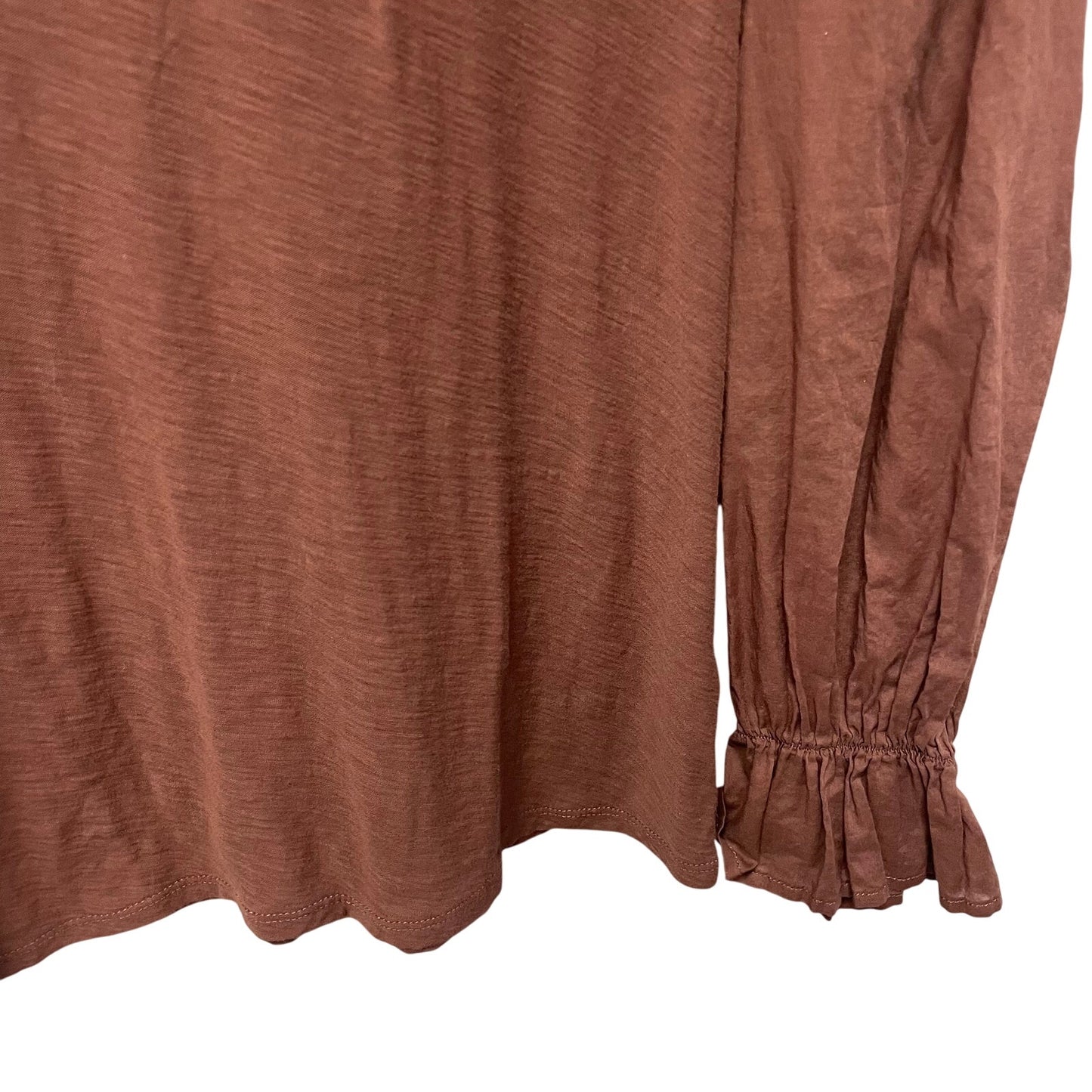 Nation Ltd Carly Volume Sleeve Pima Cotton Top Mauve Brown Womens Medium