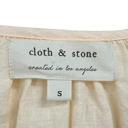 Cloth & Stone 100% Linen Peach Long Sleeve Tie Front Peasant Top Womens Small