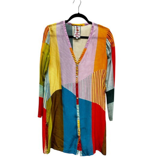 Johnny Was Multi Color Long Sleeve Button Down Side Slit Tunic Womens X-Small