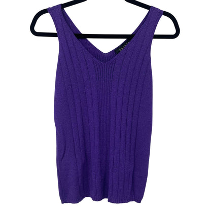 Escada Purple Metallic Ribbed Knit Tank Top Womens 40 / US 10