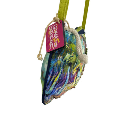 Leoma Lovegrove Multicolor Embellished Palm Tree Beach Scene Crossbody Handbag