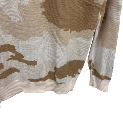 Saks Fifth Avenue Watermark Camouflage Crewneck Sweater Egret / Pink Mens Large