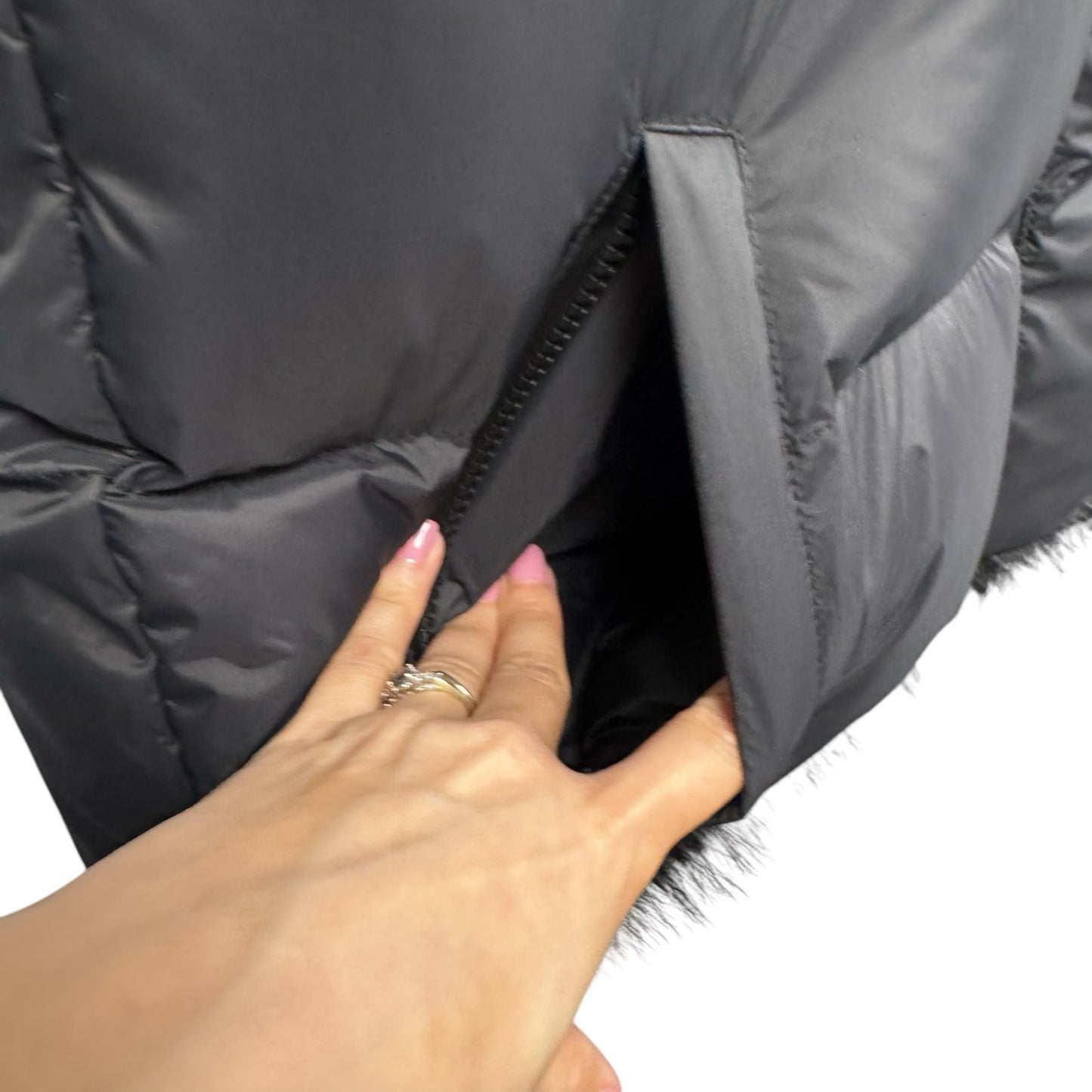 NWT Balenciaga Black Faux Fur Reversible Ski Jacket Womens 6