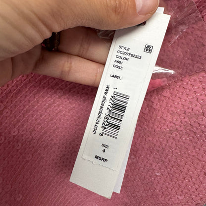 NWT Alice + Olivia Pink Harmony Sequined Asymmetric Slip Dress Womens 4 AS IS