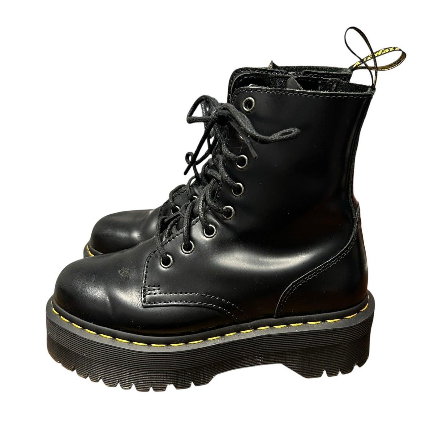 Dr. Martens Black Smooth Leather Platform Lace Up Jadon Boots Womens US 6