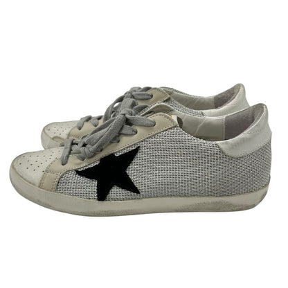 Golden Goose White Leather Gray Knit Fabric Superstar Sneakers Womens 37 / US 7