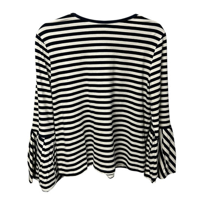 NWT English Factory Navy White Stripe Bell Sleeve Knit Top Womens Size Medium