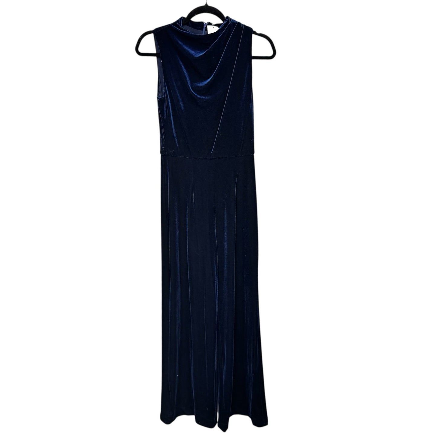 NWT Black Halo Deep Navy Velvet Sleeveless Mock Neck Corrine Jumpsuit Womens 2