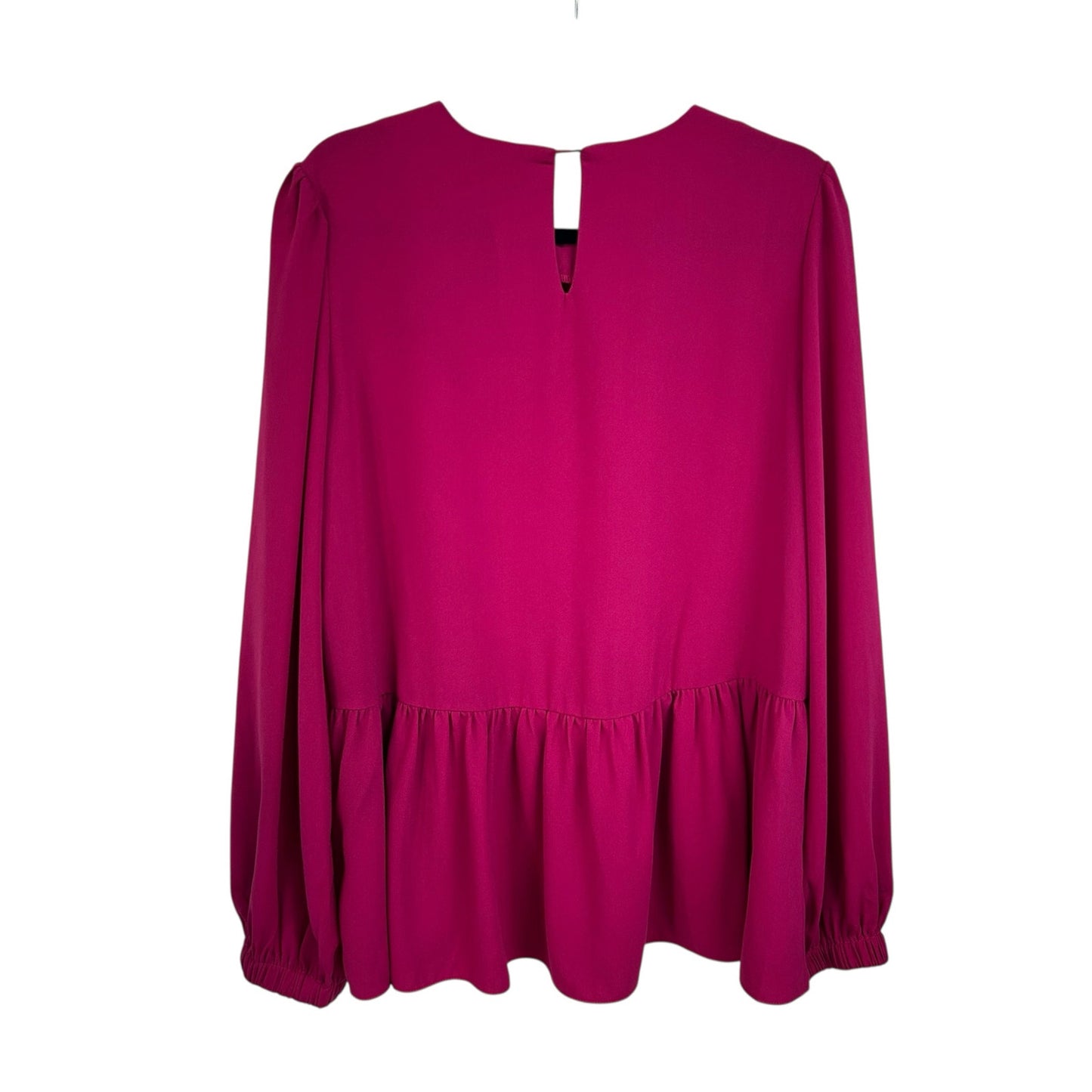 Pomander Place Fuchsia Pink Carlota Long Sleeve Peplum Blouse Womens Size XL