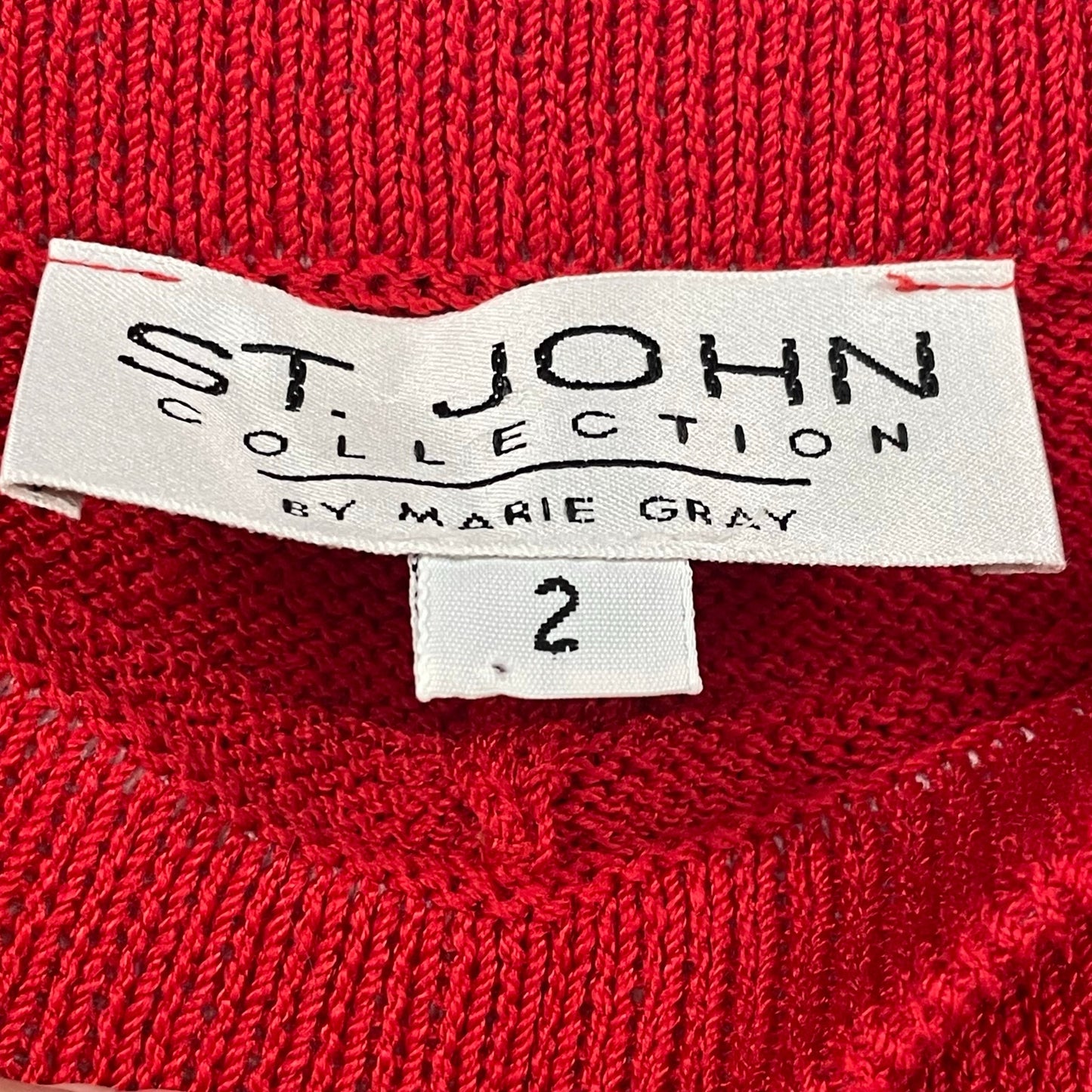St. John Collection by Marie Gray Santana Knit Bright Red Wide Leg Pant Womens 2