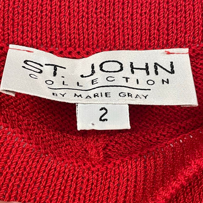 St. John Collection by Marie Gray Santana Knit Bright Red Wide Leg Pant Womens 2