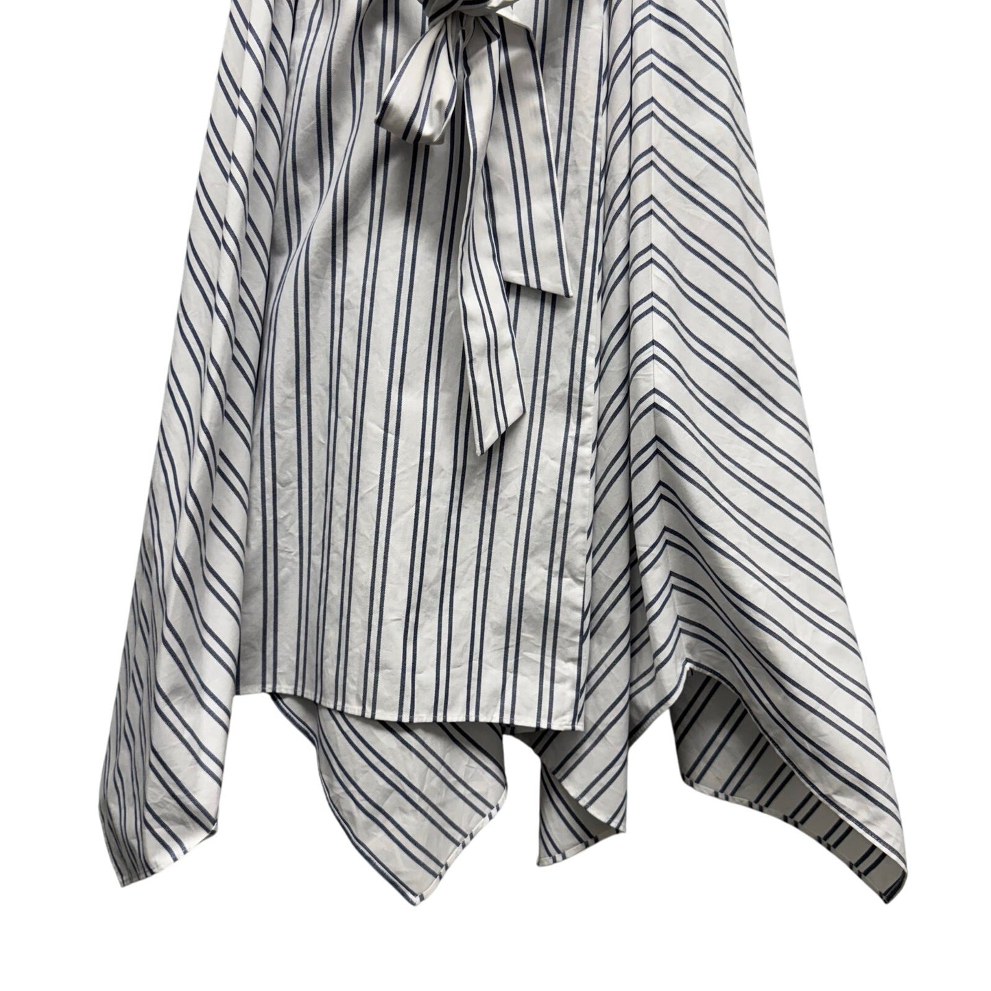 NWT Lafayette 148 White Blue Stripe Sleeveless Button Down Dress Womens X-Large