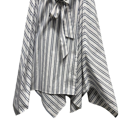 NWT Lafayette 148 White Blue Stripe Sleeveless Button Down Dress Womens X-Large