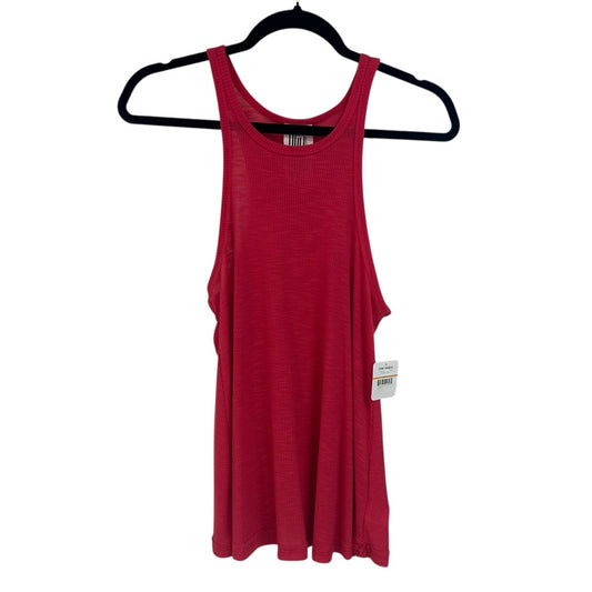 NWT Free People Bright Pink Ribbed Sleeveless Flowy Tank Top Womens Small