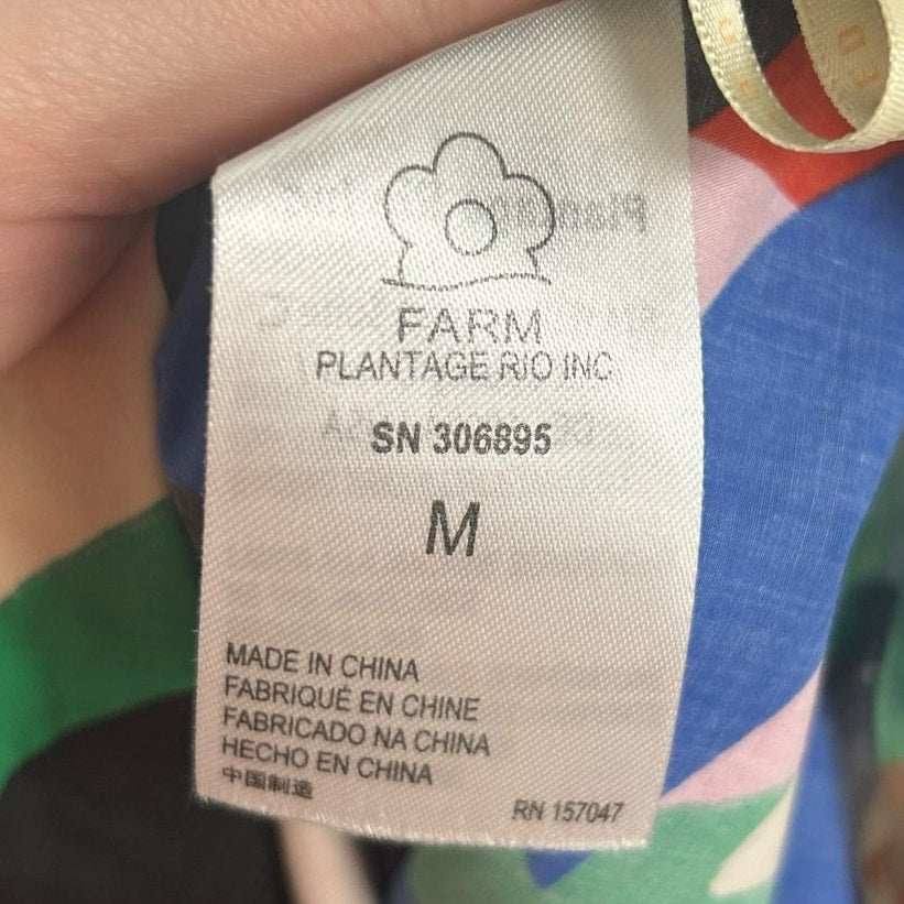 Farm Rio Colorful Monstera Side Zip Cotton Maxi Skirt Womens Medium