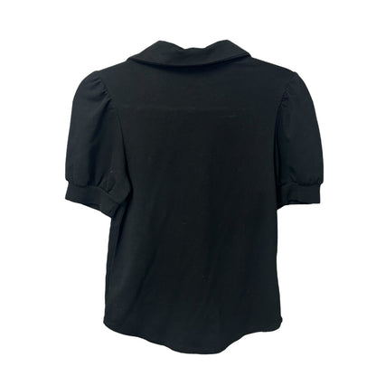NWT Sundays by wearsundays Black Betsy Short Sleeve Zip Front Top Womens XS